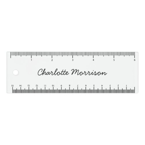 Minimalist white custom script name text monogram ruler