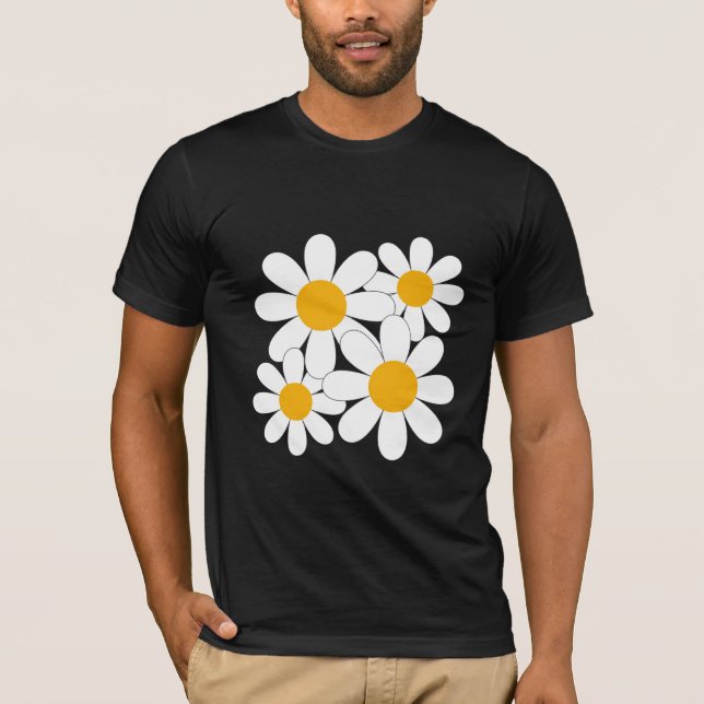 Minimalist White Daisy Flowers T-Shirt (Front)