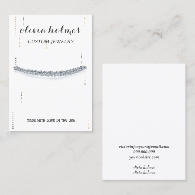 Minimalist white diamond jewelry business card (Front/Back)