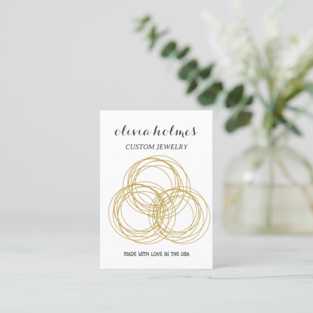 Minimalist white diamond jewelry business card (Standing Front)