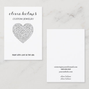 Minimalist white diamond jewelry business card