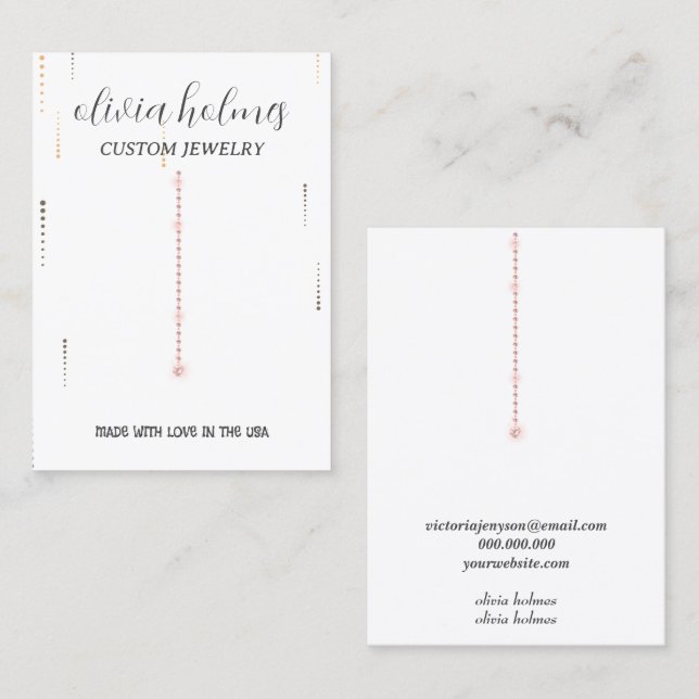 Minimalist white diamond jewelry business card (Front/Back)