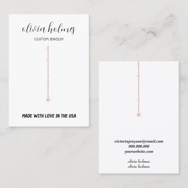 Minimalist white diamond jewelry business card (Front/Back)