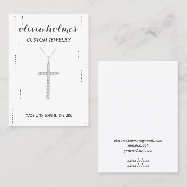 Minimalist white diamond jewelry business card (Front/Back)