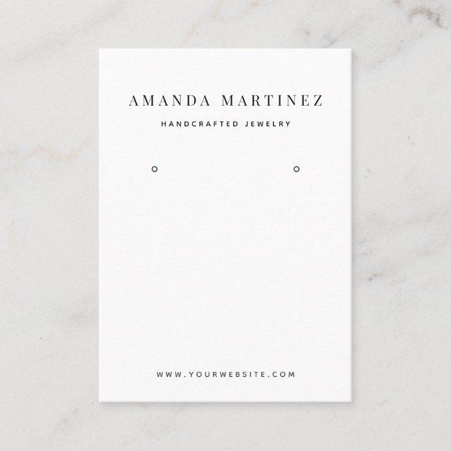 Minimalist White Earring Display Business Card (Front)