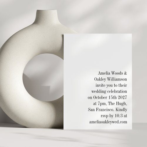 Minimalist White Elegant Stylish Modern Wedding Invitation