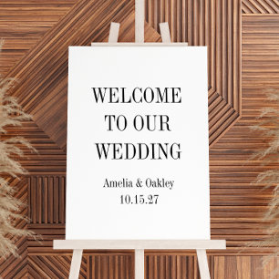 Minimalist White Elegant Wedding Welcome Sign