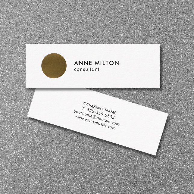 Minimalist White Faux Copper Circle Consultant Mini Business Card (Creator Uploaded)