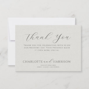 Minimalist White Faux Linen Wedding Thank You Note Card