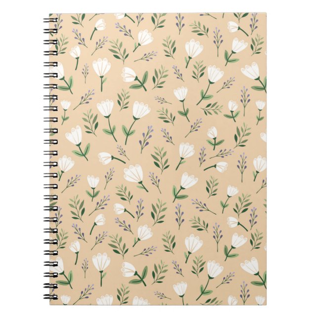 Minimalist white Floral Notebook (Front)