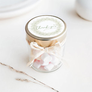 Minimalist White Flowers Wreath Thank You Classic  Round Sticker