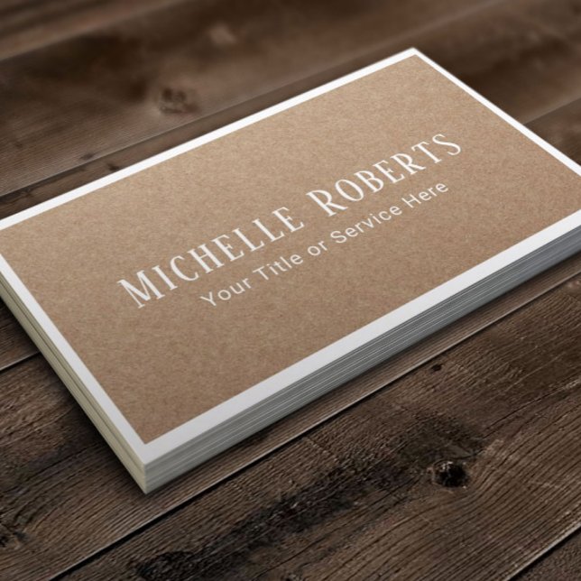 Minimalist White Framed Rustic Kraft Business Card (Creator Uploaded)