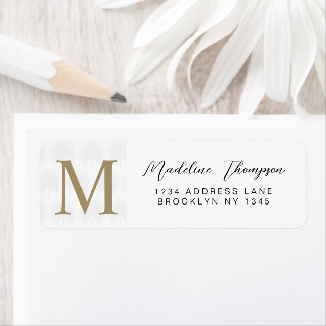 Minimalist White Gold Anahaw Leaf Script Monogram Label (Insitu)