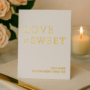 Minimalist White & Gold Dessert Table Sign  Foil Holiday Card