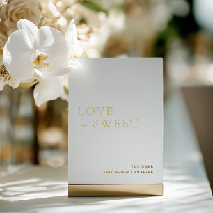 Minimalist White & Gold Dessert Table Sign Foil Invitation