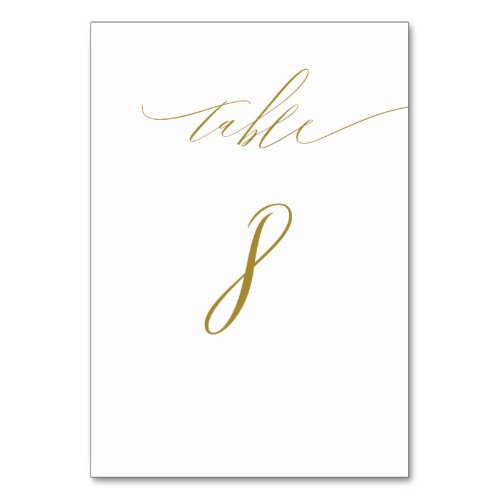 Minimalist White Gold Elegant Script No 8 Wedding Table Number