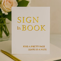 Minimalist White & Gold Foil Guest Book Sign Foil