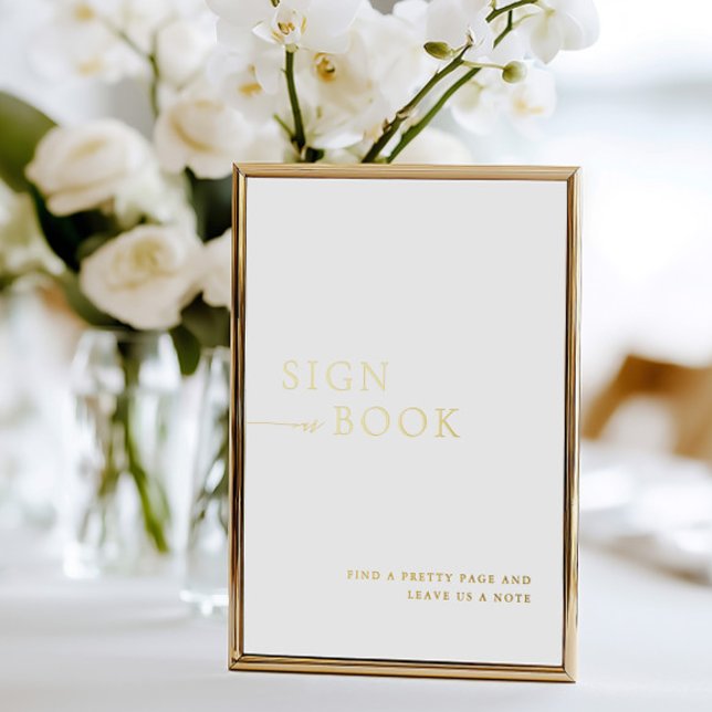 Minimalist White & Gold Foil Guest Book Sign Foil Invitation (Minimalist White & Gold Foil Guest Book Sign Foil)