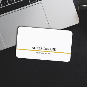 Minimalist White Gold Line Attorney Business Card