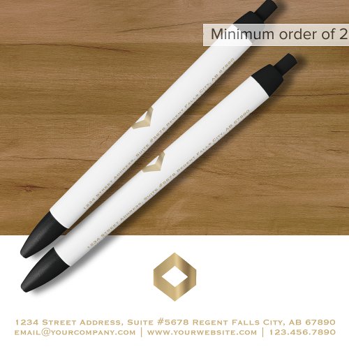 Minimalist White Gold Logo Promotional Pen