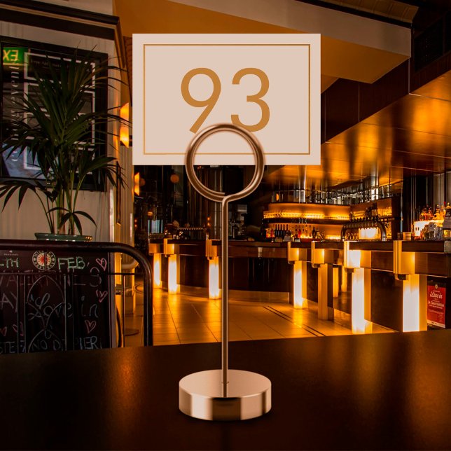 Minimalist White Gold Text Restaurant Table Number (Minimalist White Gold Text Restaurant Table Number)