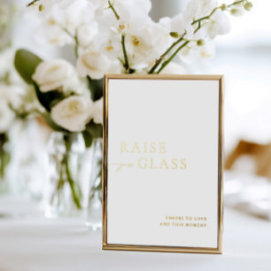 Minimalist White & Gold Wedding Bar Sign Foil Invitation