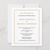 Minimalist White & Gold Wedding Invitation (Back)