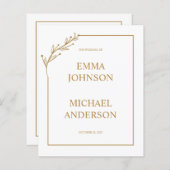 Minimalist White & Gold Wedding Invitation (Front/Back)
