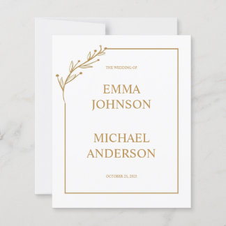 Minimalist White & Gold Wedding Invitation
