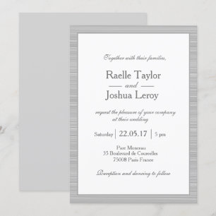 Minimalist white gray stripes modern chic wedding invitation