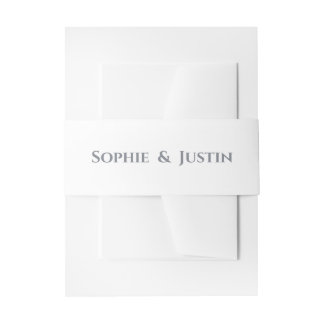 Minimalist White & Gray Wedding  Invitation Belly Band