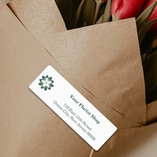 Minimalist White  Green Florist Shop Product Labels