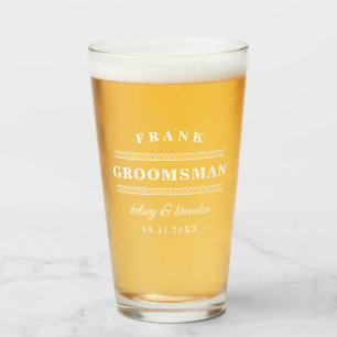 Minimalist White Groomsman Wedding Glass
