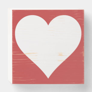 Minimalist White heart Valentine's day Decor Wooden Box Sign