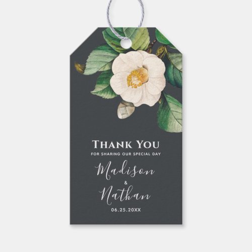 Minimalist White Japanese Camellia Wedding Gift Tags