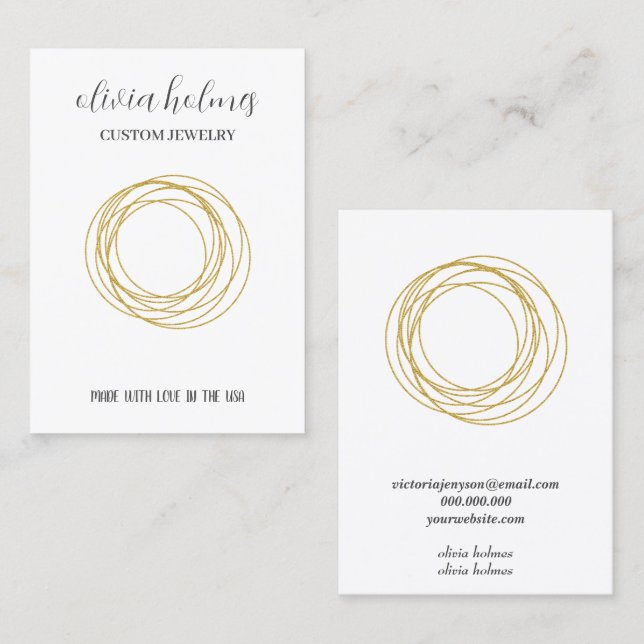 Minimalist white  jewelry business card (Front/Back)