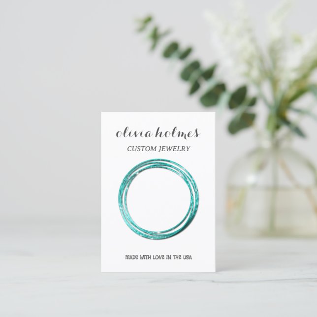 Minimalist white jewelry business card (Standing Front)
