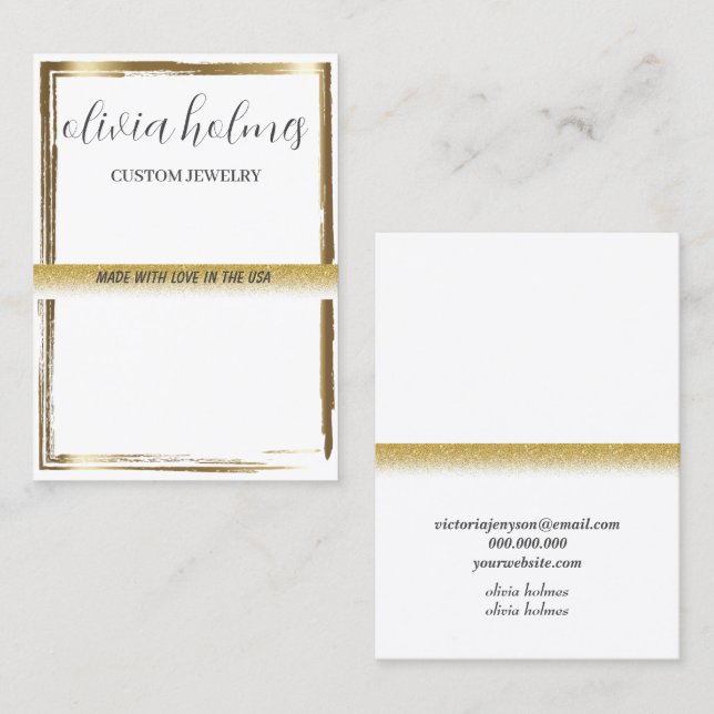Minimalist white,  jewelry business card (Front/Back)