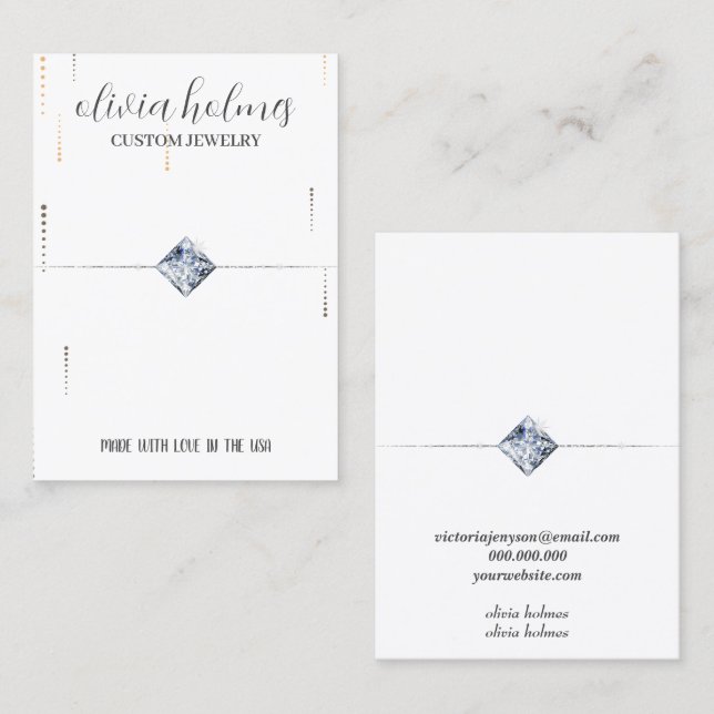 Minimalist white,  jewelry business card (Front/Back)
