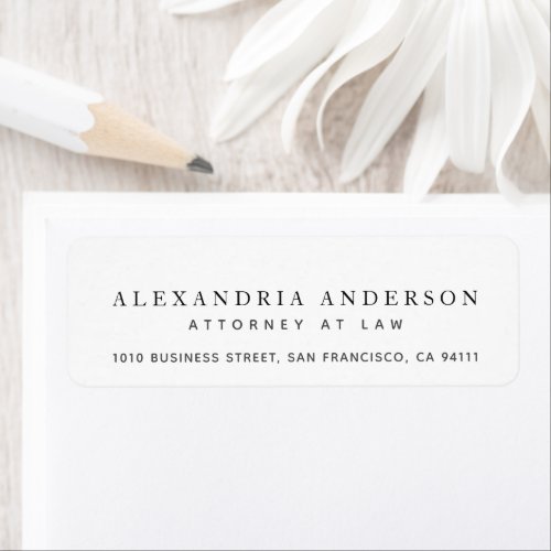 Minimalist White Lawyer Professional Address Label