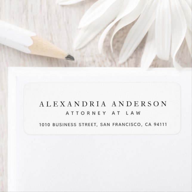 Minimalist White Lawyer Professional Address Label (Insitu)