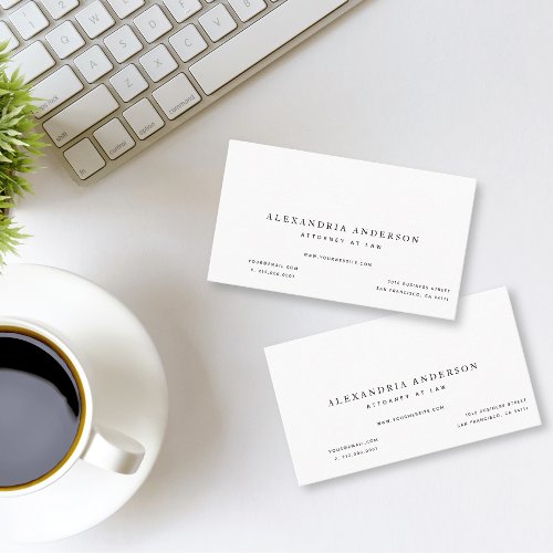 Minimalist White Lawyer Professional Business Card
