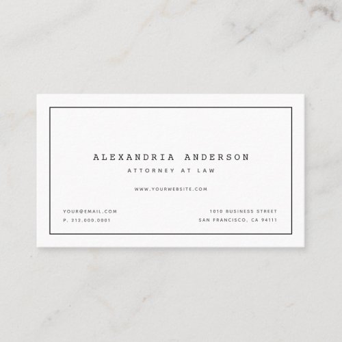 Minimalist White Lawyer Professional Business Card