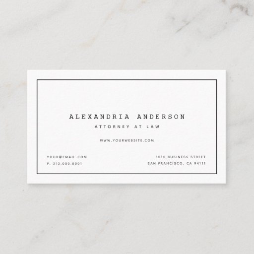 Customizable Minimalist White Lawyer Professional Business Card
