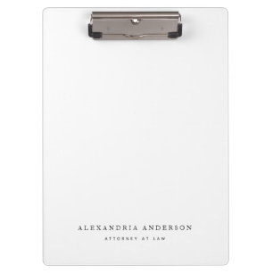 Minimalist White Lawyer Professional Clipboard