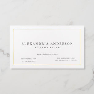 Minimalist White Lawyer Professional Foil Business Cards