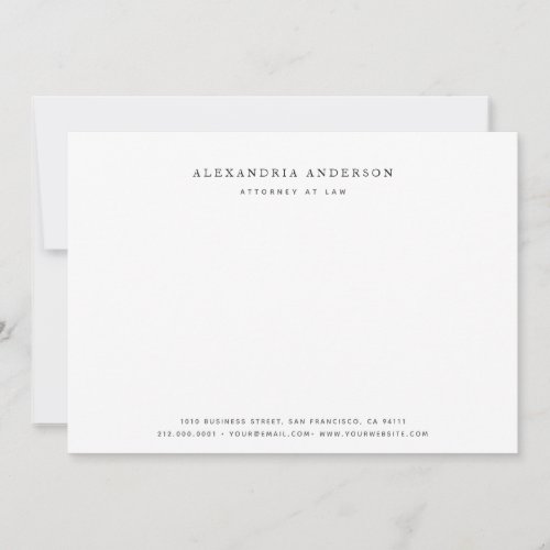 Minimalist White Lawyer Professional Note Card