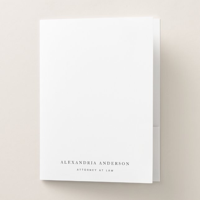 Minimalist White Lawyer Professional Pocket Folder (Front)