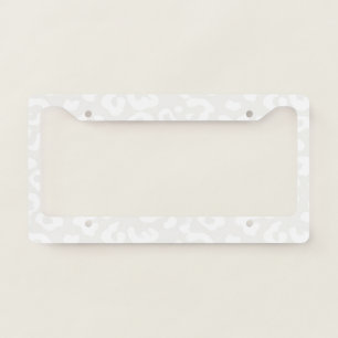 Minimalist White Leopard Print Seamless Pattern License Plate Frame