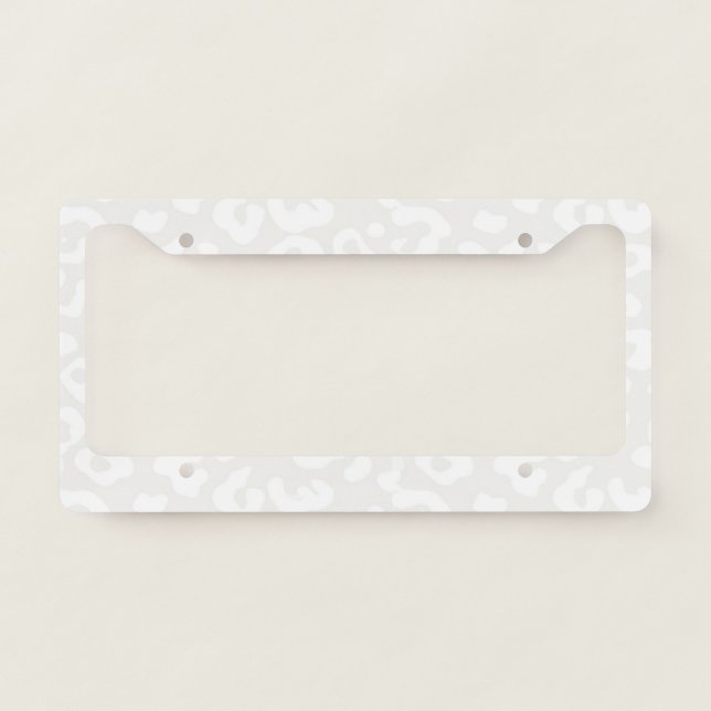 Minimalist White Leopard Print Seamless Pattern License Plate Frame (Front)